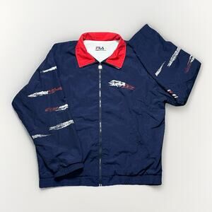 Vtg FILA Mens Lined Blue Windbreaker Size XXL Made In Italy 70s 80s Track Jacket